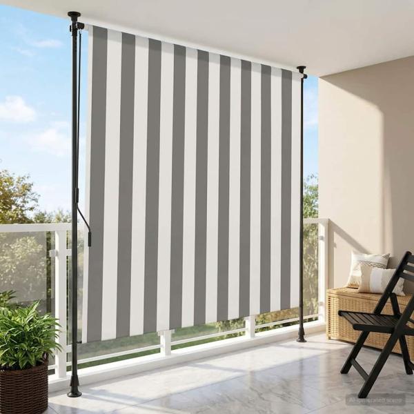 ARDEBO.de - Outdoor Rollo Anthrazit und Weiß 100 x 270 cm
