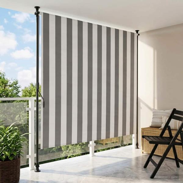 ARDEBO.de - Outdoor Rollo Anthrazit und Weiß 120 x 270 cm