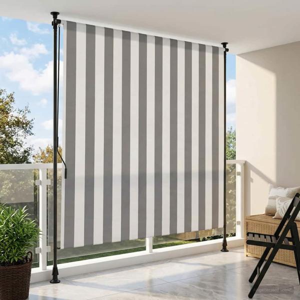 ARDEBO.de - Outdoor Rollo Anthrazit und Weiß 150 x 270 cm