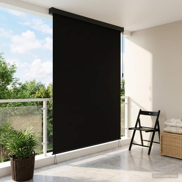 ARDEBO.de - Rollo Schwarz 180 x 250 cm Stoff und Aluminium