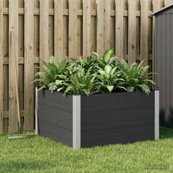 ARDEBO.de - Hochbeet Schwarz 100 x 100 x 54 cm WPC und Aluminium