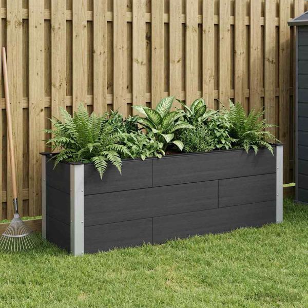 ARDEBO.de - Hochbeet Schwarz 150 x 50 x 54 cm WPC und Aluminium