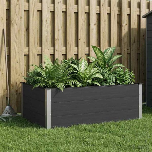 ARDEBO.de - Hochbeet Schwarz 150 x 100 x 54 cm WPC und Aluminium