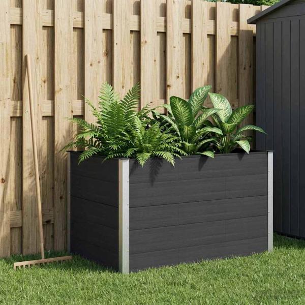 ARDEBO.de - Hochbeet Schwarz 150 x 100 x 91 cm WPC und Aluminium