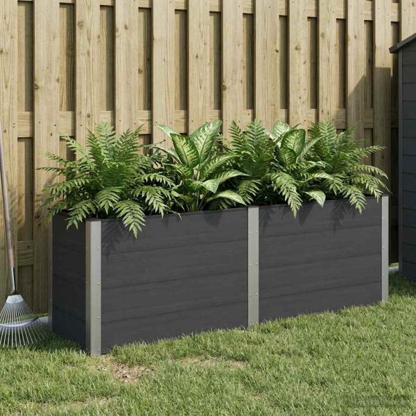 ARDEBO.de - Hochbeet Schwarz 200 x 50 x 91 cm WPC und Aluminium