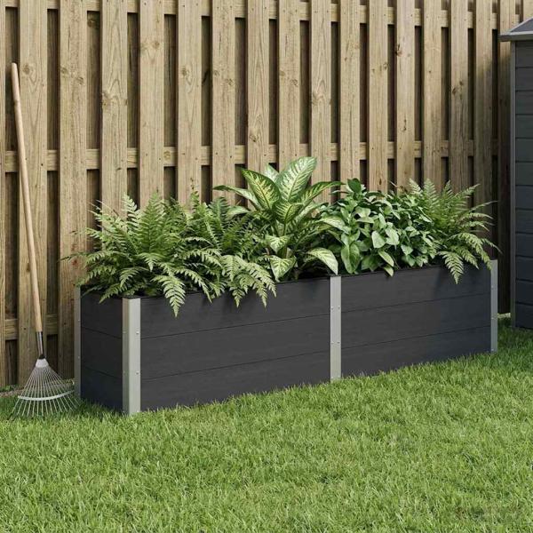 ARDEBO.de - Hochbeet Schwarz 250 x 50 x 54 cm WPC und Aluminium