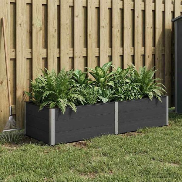 ARDEBO.de - Hochbeet Schwarz 250 x 100 x 54 cm WPC und Aluminium