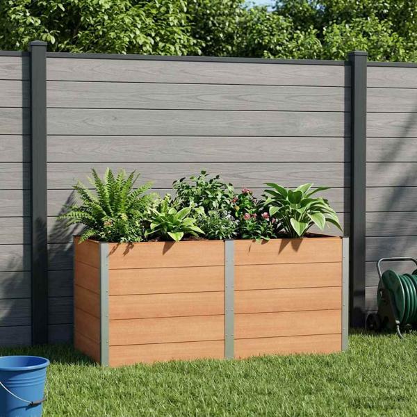 ARDEBO.de - Hochbeet Braun 200 x 100 x 91 cm WPC und Aluminium