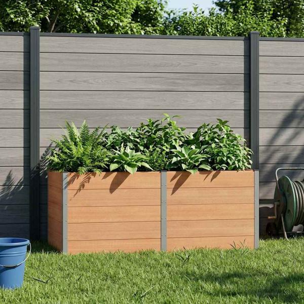 ARDEBO.de - Hochbeet Braun 250 x 100 x 91 cm WPC und Aluminium