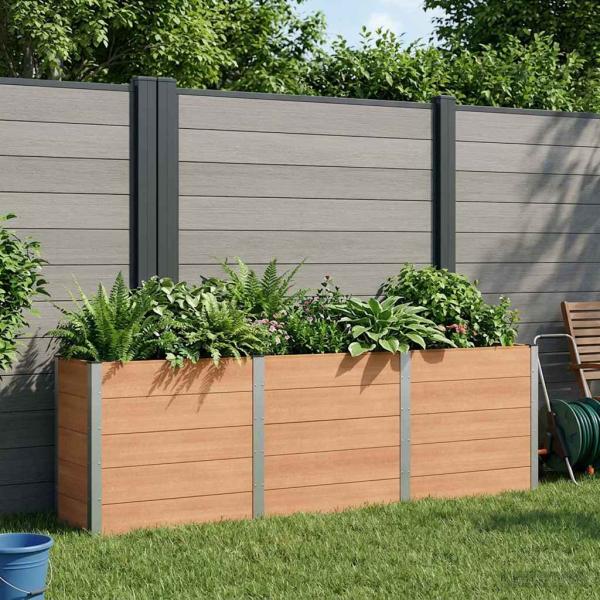 ARDEBO.de - Hochbeet Braun 300 x 50 x 91 cm WPC und Aluminium