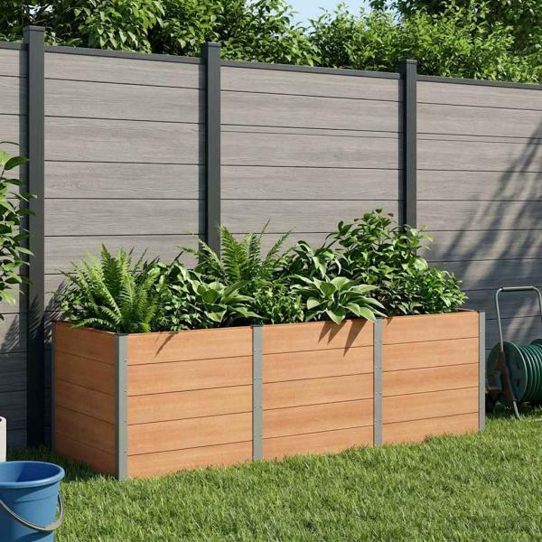 ARDEBO.de - Hochbeet Braun 300 x 100 x 91 cm WPC und Aluminium