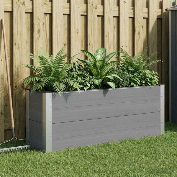 ARDEBO.de - Hochbeet Grau 100 x 30 x 72 cm WPC und Aluminium