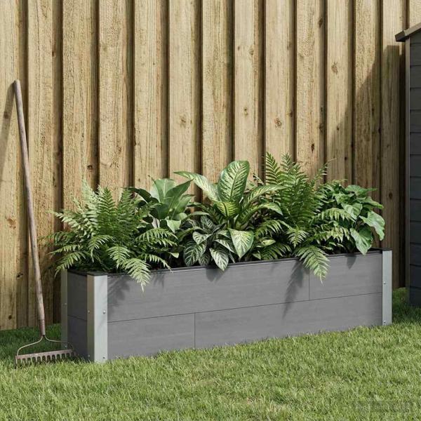ARDEBO.de - Hochbeet Grau 150 x 30 x 36 cm WPC und Aluminium