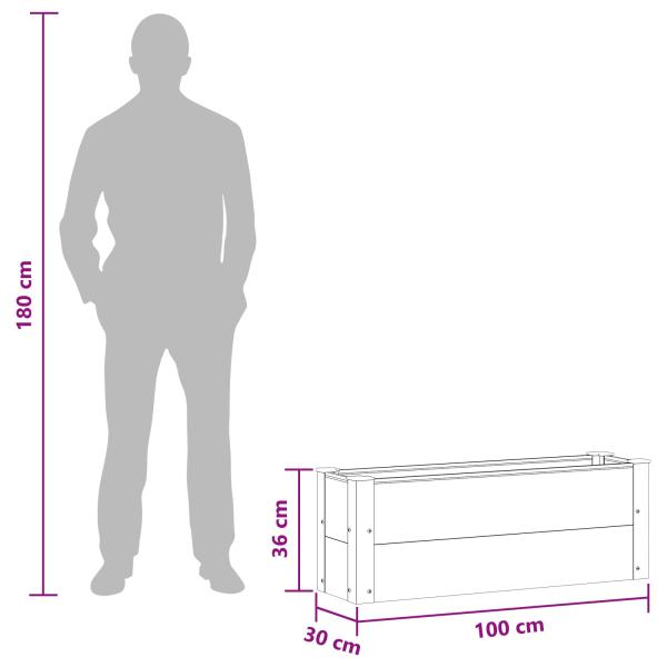 Hochbeet Braun 100 x 30 x 36 cm WPC und Aluminium