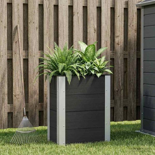 ARDEBO.de - Hochbeet Schwarz 50 x 30 x 72 cm WPC und Aluminium