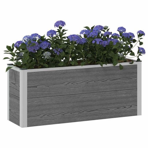 Hochbeet Grau 100 x 30 x 42 cm WPC und Aluminium