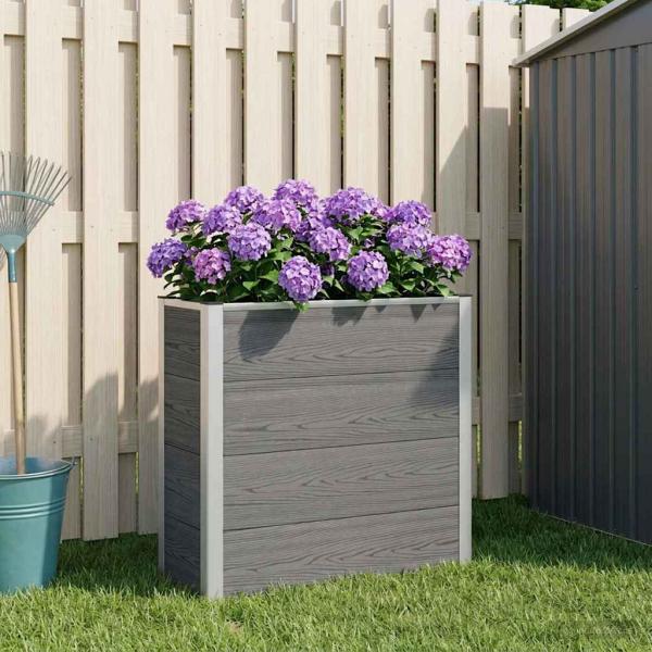 ARDEBO.de - Hochbeet Grau 75 x 30 x 82 cm WPC und Aluminium