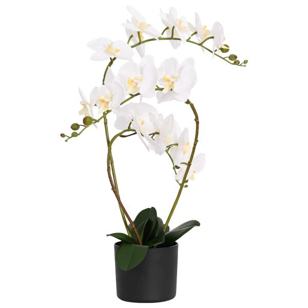 Künstliche Orchideenpflanze mit Topf Weiß 45 x 15 x 65 cm