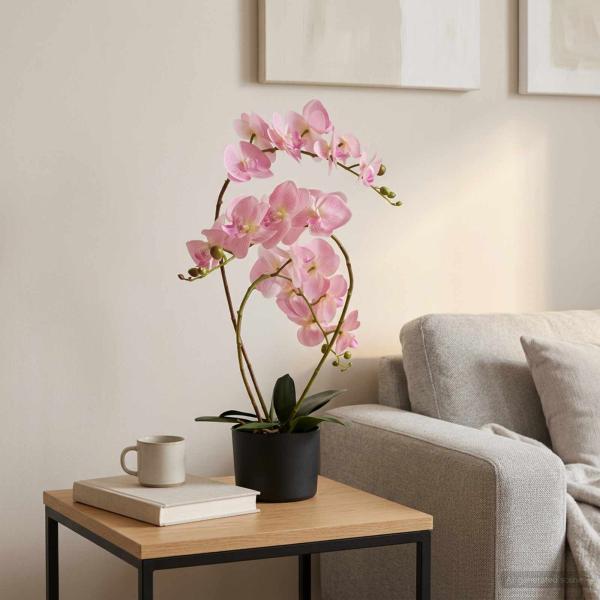 ARDEBO.de - Künstliche Orchideenpflanze mit Topf Rosa 45 x 15 x 65 cm