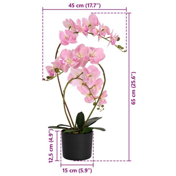 Künstliche Orchideenpflanze mit Topf Rosa 45 x 15 x 65 cm