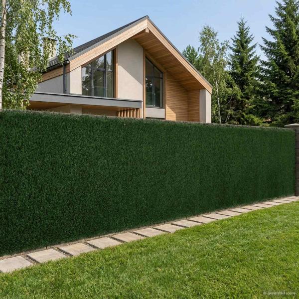 ARDEBO.de - Künstlicher Zaun Dunkelgrün 1 x 6 m PVC und Stahl