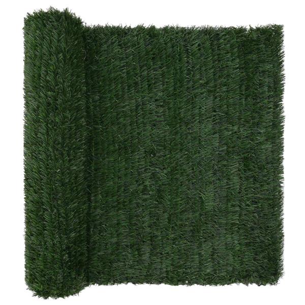 Künstlicher Zaun Dunkelgrün 1,5 x 4 m PVC und Stahl