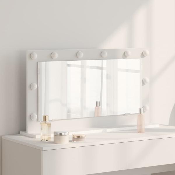 ARDEBO.de - Waschtischspiegel Weiß 80 x 45 x 18 cm Glas und furniertes Holz
