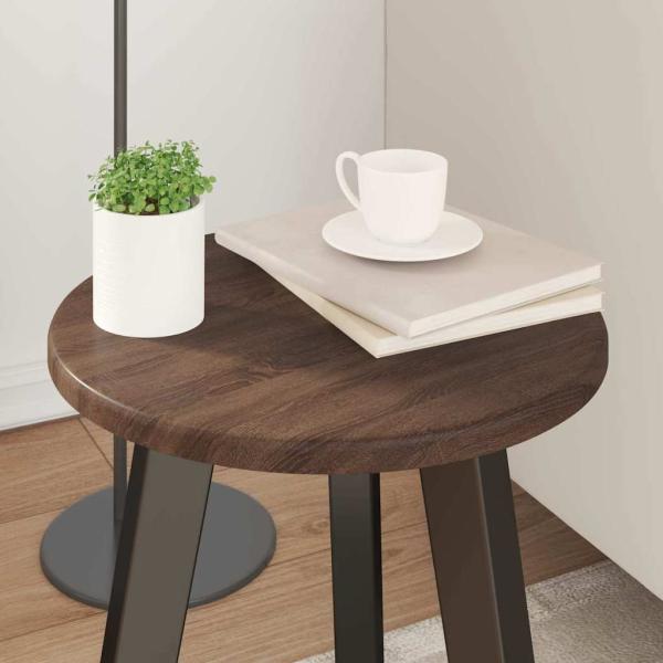 Tischplatte Ø 30 x 1,5 cm Rund Holzwerkstoff Braun Eichen-Optik