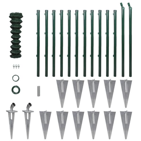 ARDEBO.de - Maschendrahtzaun mit Pfosten und Bodenhülsen Stahl 0,8x25 m