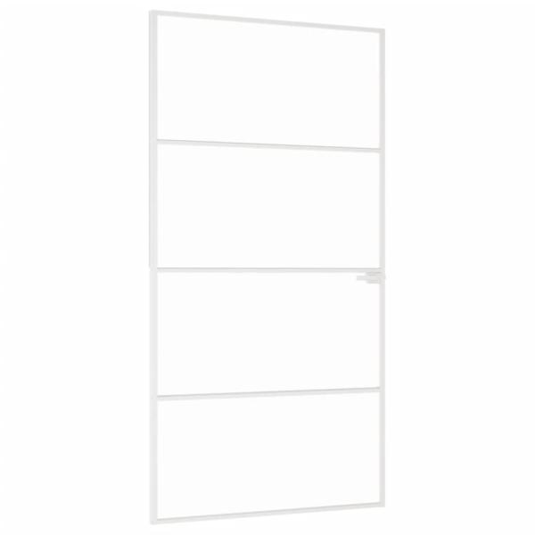 Innentür Weiß 102x201,5 cm Hartglas & Aluminium Schlank