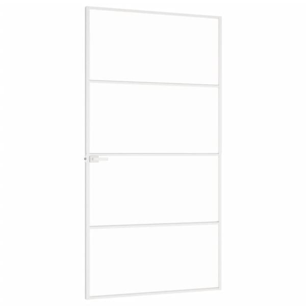 Innentür Weiß 102x201,5 cm Hartglas & Aluminium Schlank