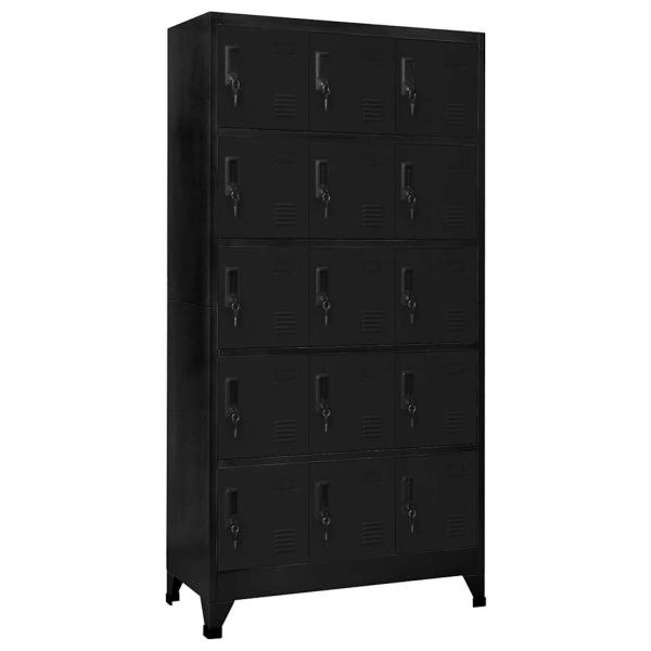 ARDEBO.de - Schlie?fachschrank Schwarz 90x40x180 cm Stahl