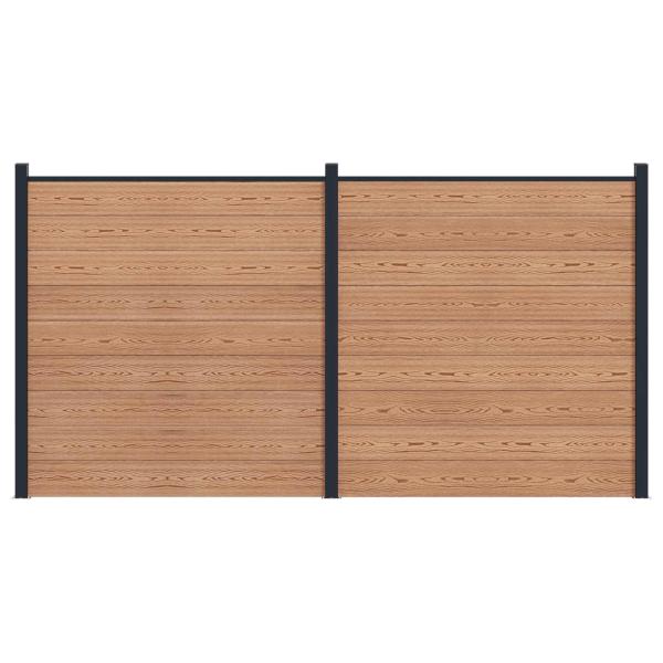 Zaunelement 2 pcs WPC und Aluminium Braun