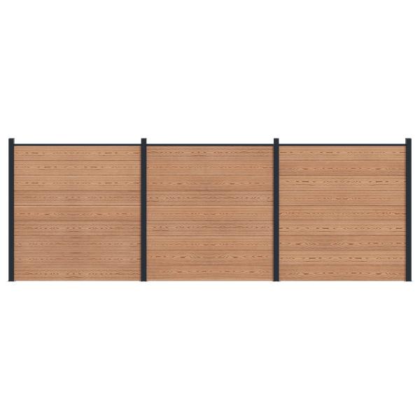 ARDEBO.de - Zaunelement 3 pcs WPC und Aluminium Braun