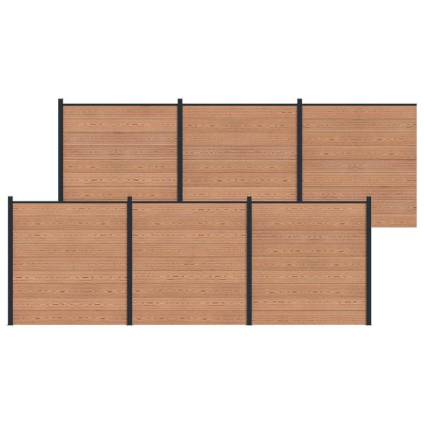 Zaunelement 6 pcs WPC und Aluminium Braun