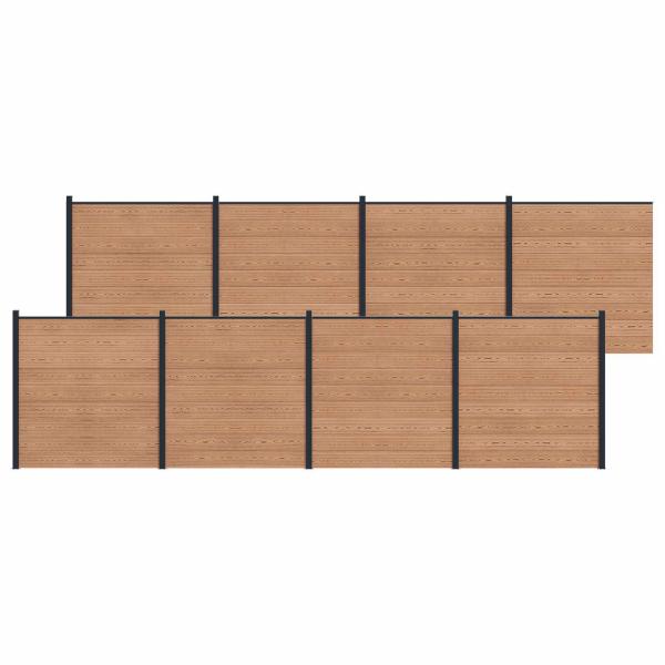 ARDEBO.de - Zaunelement 8 pcs WPC und Aluminium Braun