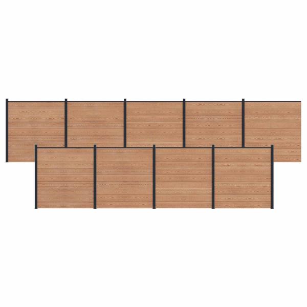 ARDEBO.de - Zaunelement 9 pcs WPC und Aluminium Braun