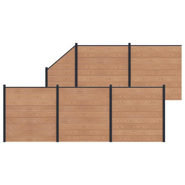 Zaunelement 6 pcs WPC und Aluminium Braun