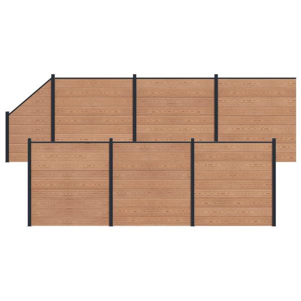 Zaunelement 7 pcs WPC und Aluminium Braun