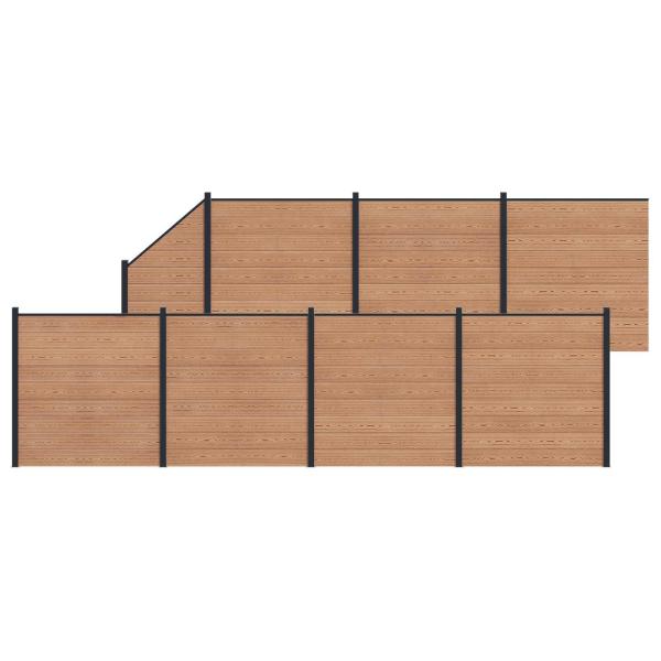 Zaunelement 8 pcs WPC und Aluminium Braun