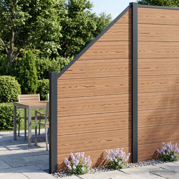 ARDEBO.de - Zaunelement 9 pcs WPC und Aluminium Braun