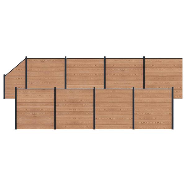 Zaunelement 9 pcs WPC und Aluminium Braun