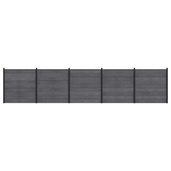zaunset 5 stk. 872 x 186 cm WPC und Aluminium Grau