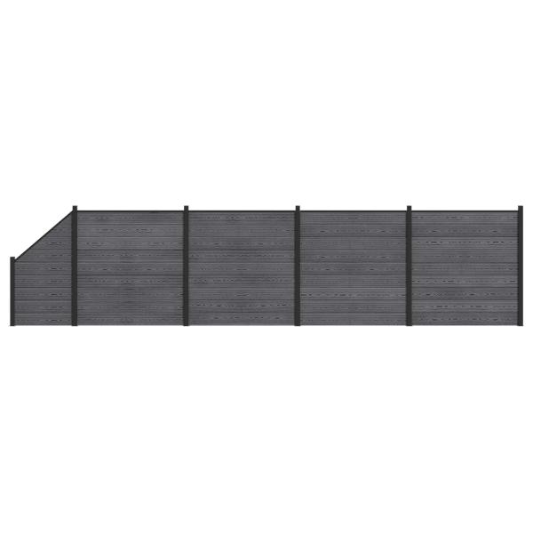 zaunset 5 stk. 792 x 186 cm WPC und Aluminium Grau