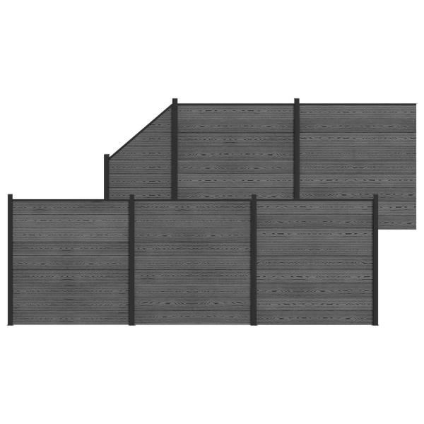 zaunset 6 stk. 965 x 186 cm WPC und Aluminium Grau
