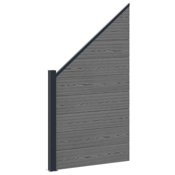 zaunset 10 stk. 1657 x 186 cm WPC und Aluminium Grau