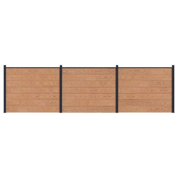 Zaunelement 3 pcs WPC und Aluminium Braun
