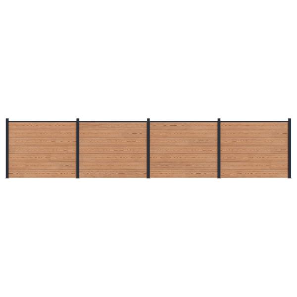 Zaunelement 4 pcs WPC und Aluminium Braun
