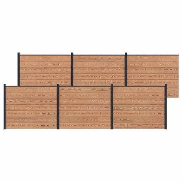 Zaunelement 6 pcs WPC und Aluminium Braun