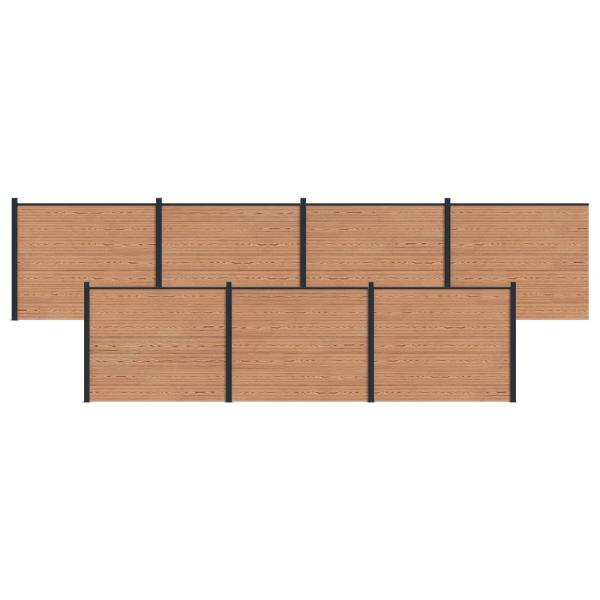 Zaunelement 7 pcs WPC und Aluminium Braun